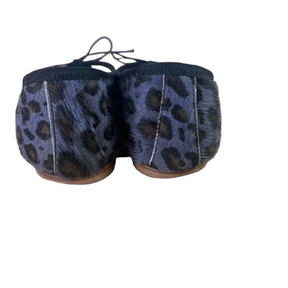Anniel Flats Loafers Womens 6 Purple Animal Hair Leather Ballet Leopard Italy - Picture 5 of 13
